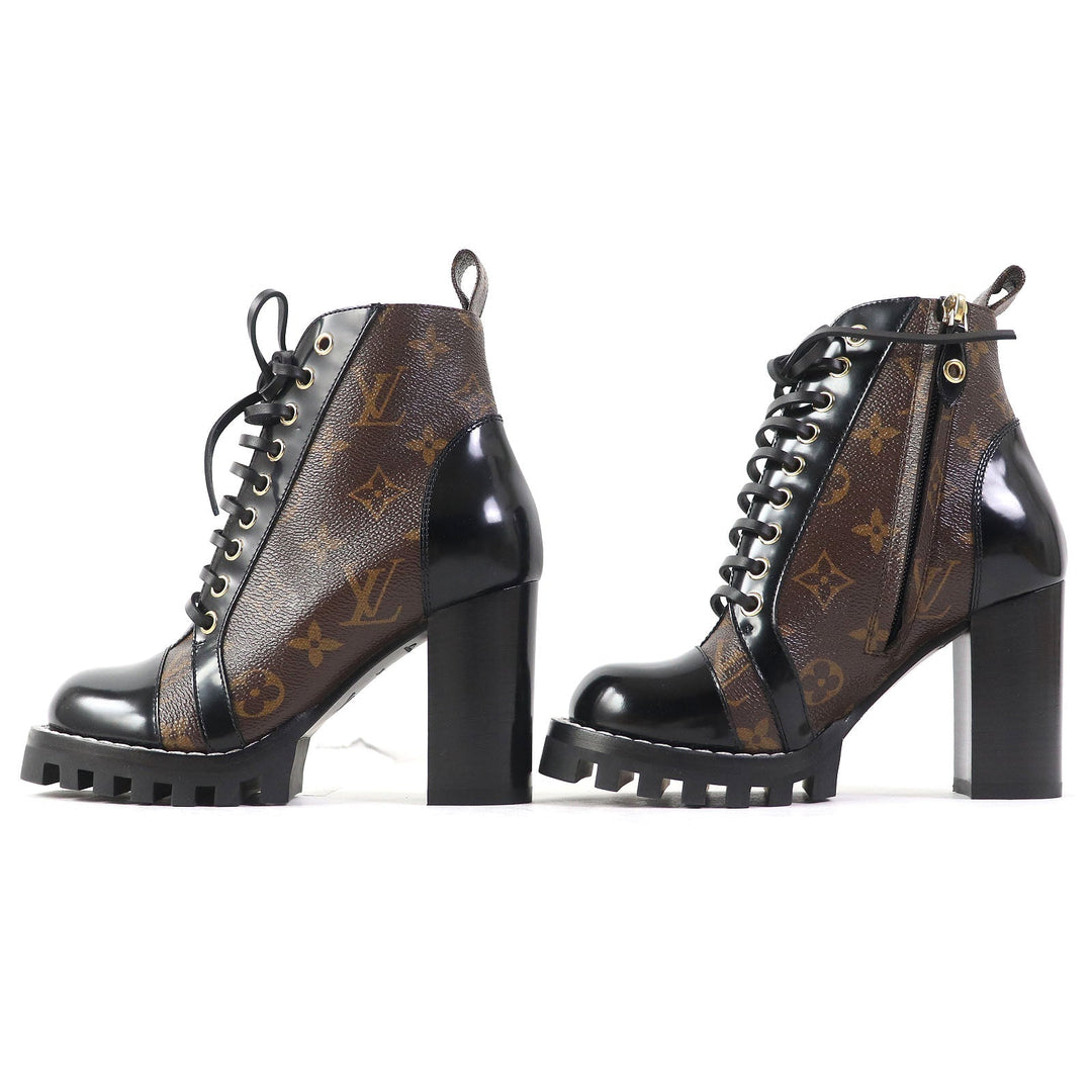LOUIS VUITTON Ankle boots Part: Leather Black brown Star trail line Women 34 Used Authentic