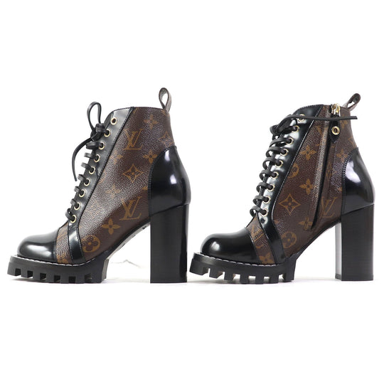 LOUIS VUITTON Ankle boots Part: Leather Black brown Star trail line Women 34 Used Authentic