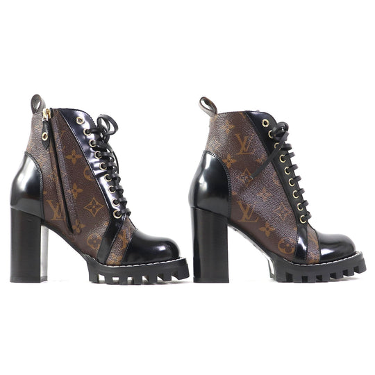 LOUIS VUITTON Ankle boots Part: Leather Black brown Star trail line Women 34 Used Authentic