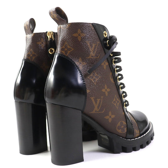 LOUIS VUITTON Ankle boots Part: Leather Black brown Star trail line Women 34 Used Authentic