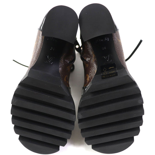 LOUIS VUITTON Ankle boots Part: Leather Black brown Star trail line Women 34 Used Authentic