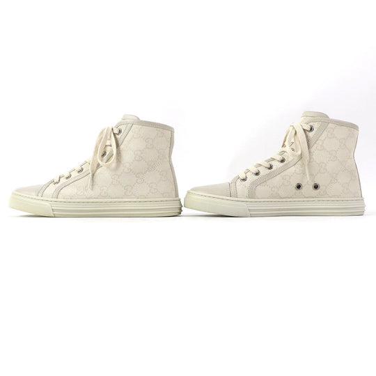 GUCCI High cut sneakers 426186 Main: Canvas, Part: Leather light beige Women 34.5 Used Authentic