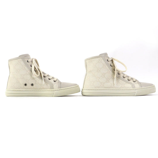 GUCCI High cut sneakers 426186 Main: Canvas, Part: Leather light beige Women 34.5 Used Authentic