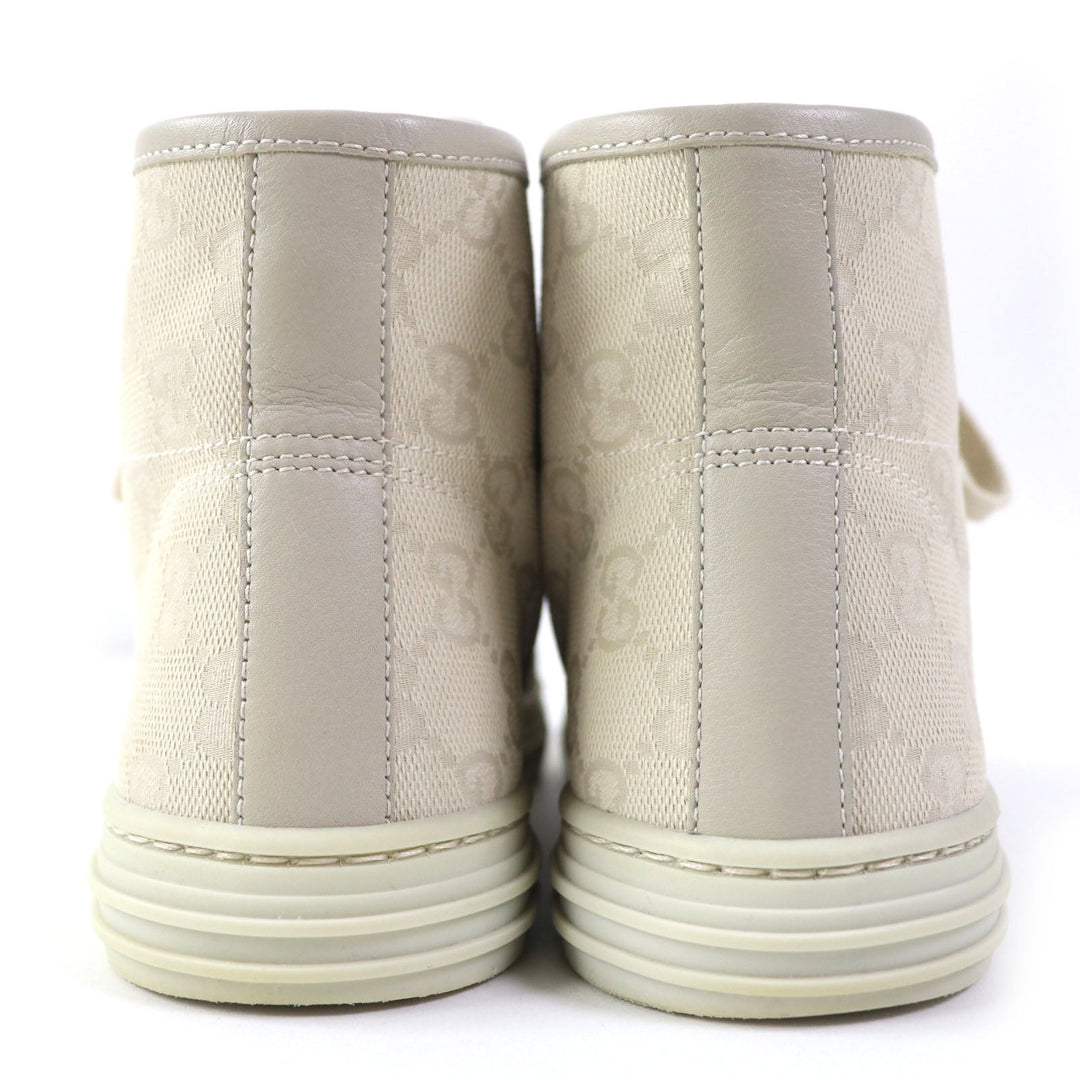 GUCCI High cut sneakers 426186 Main: Canvas, Part: Leather light beige Women 34.5 Used Authentic