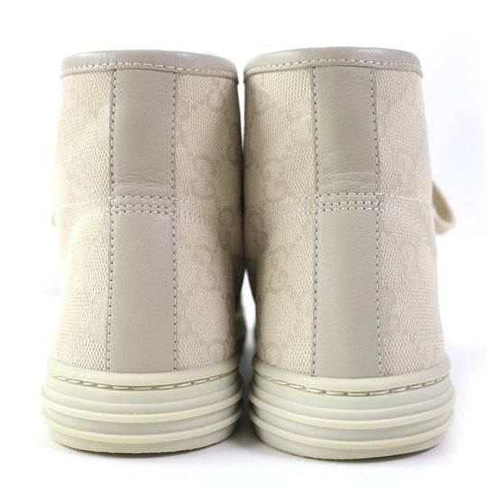 GUCCI High cut sneakers 426186 Main: Canvas, Part: Leather light beige Women 34.5 Used Authentic
