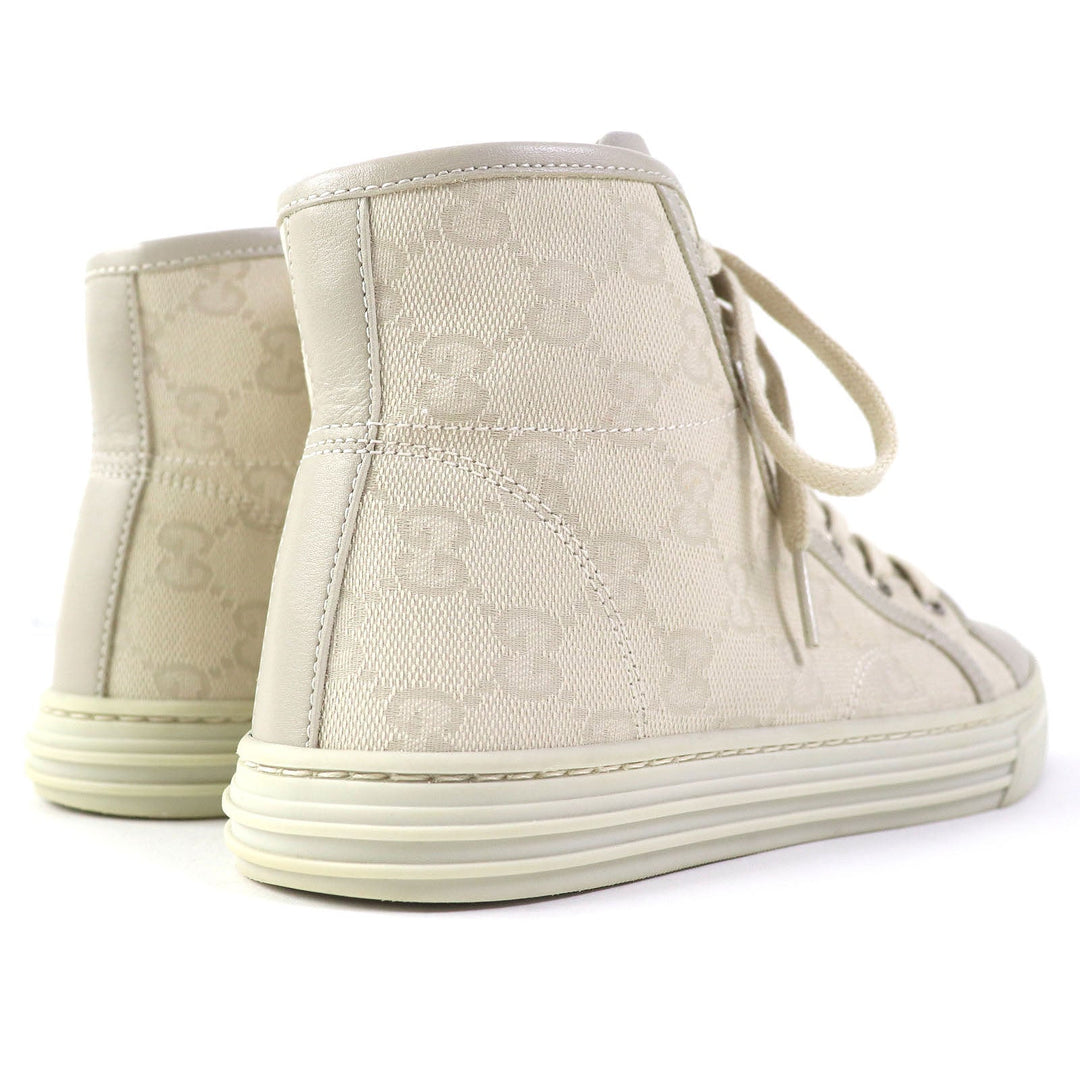 GUCCI High cut sneakers 426186 Main: Canvas, Part: Leather light beige Women 34.5 Used Authentic
