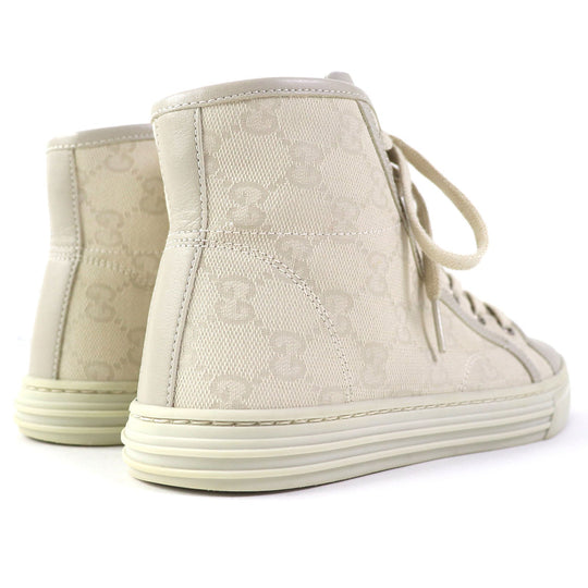 GUCCI High cut sneakers 426186 Main: Canvas, Part: Leather light beige Women 34.5 Used Authentic