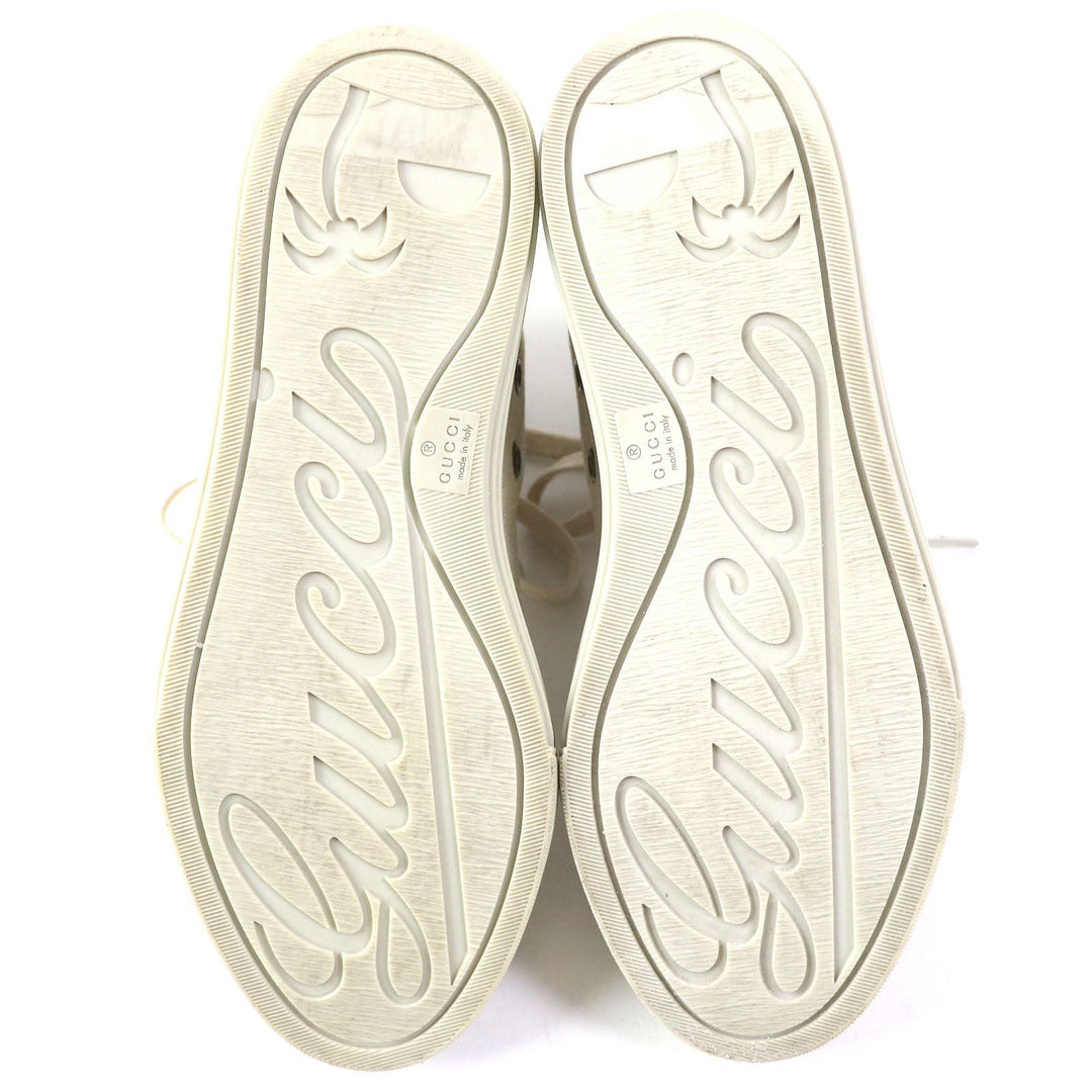 GUCCI High cut sneakers 426186 Main: Canvas, Part: Leather light beige Women 34.5 Used Authentic