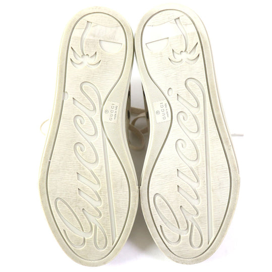 GUCCI High cut sneakers 426186 Main: Canvas, Part: Leather light beige Women 34.5 Used Authentic