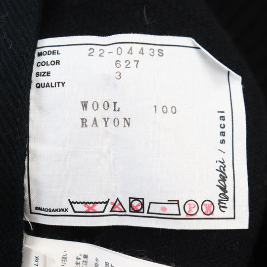 Sacai knit 22-0443S Main: 100% wool, Part: 100% rayon black mens 3 Used Authentic