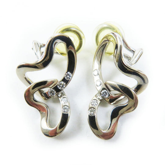 Georg Jensen Earring Main: 750, Part: Diamond gold Double heart design Women Used Authentic