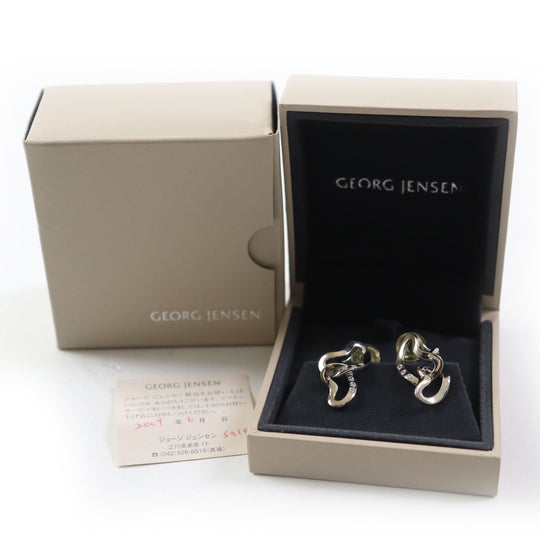 Georg Jensen Earring Main: 750, Part: Diamond gold Double heart design Women Used Authentic