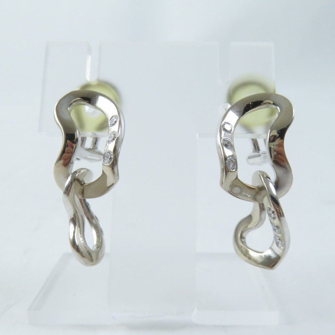 Georg Jensen Earring Main: 750, Part: Diamond gold Double heart design Women Used Authentic