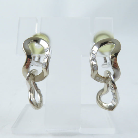 Georg Jensen Earring Main: 750, Part: Diamond gold Double heart design Women Used Authentic