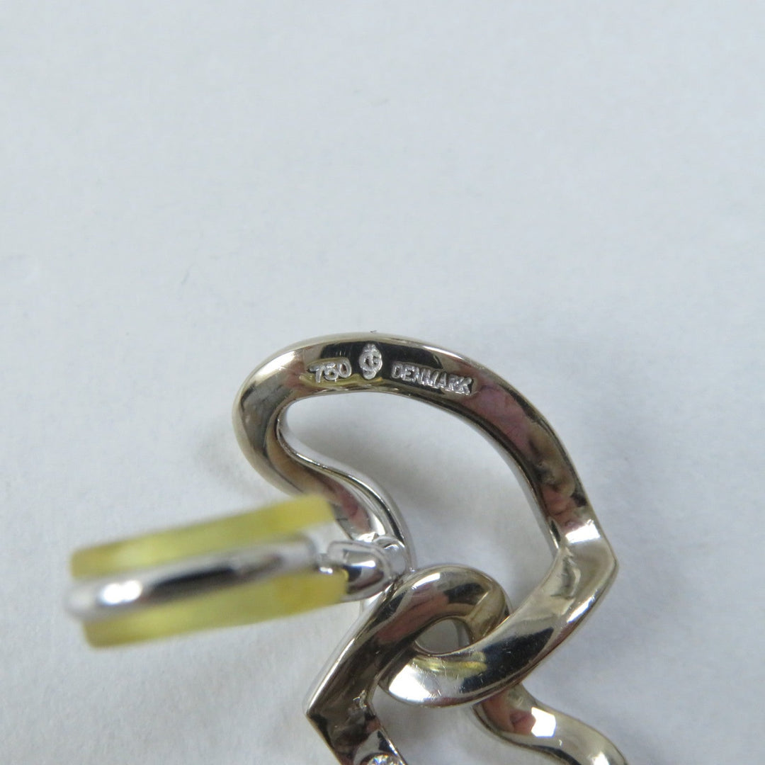 Georg Jensen Earring Main: 750, Part: Diamond gold Double heart design Women Used Authentic