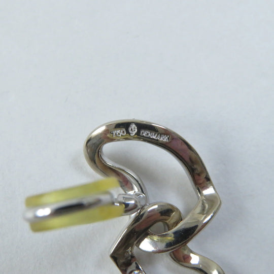 Georg Jensen Earring Main: 750, Part: Diamond gold Double heart design Women Used Authentic