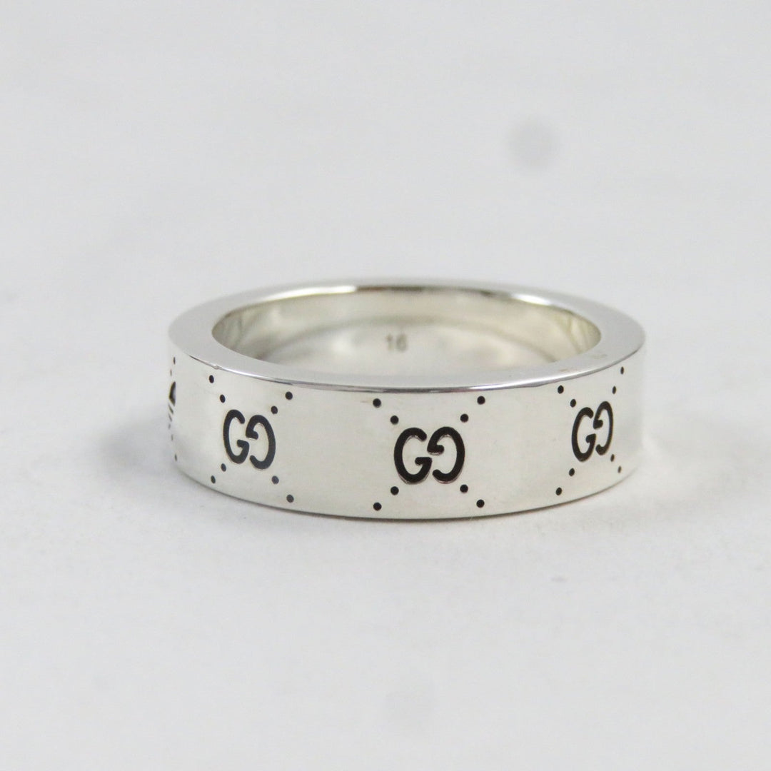 GUCCI Ring 702764 Main�FAG925 Silver Engraving Ring mens 16 Used Authentic