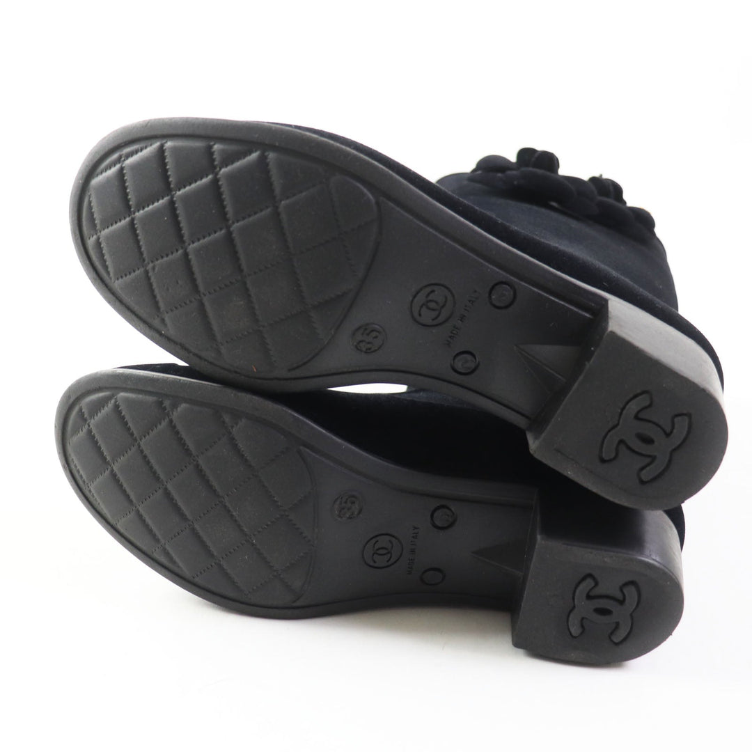 CHANEL boots Velor black Women 35 Used Authentic