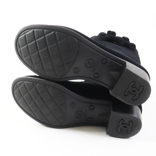 CHANEL boots Velor black Women 35 Used Authentic