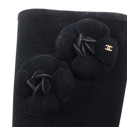 CHANEL boots Velor black Women 35 Used Authentic