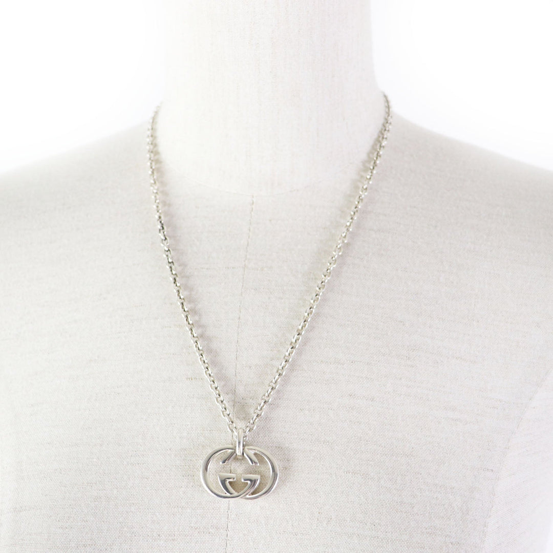 GUCCI Necklace 190484-J8400-8106 Main�FAG925 Silver Interlocking Double G mens(Unisex) Used Authentic