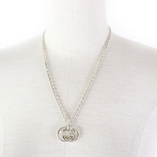 GUCCI Necklace 190484-J8400-8106 Main�FAG925 Silver Interlocking Double G mens(Unisex) Used Authentic