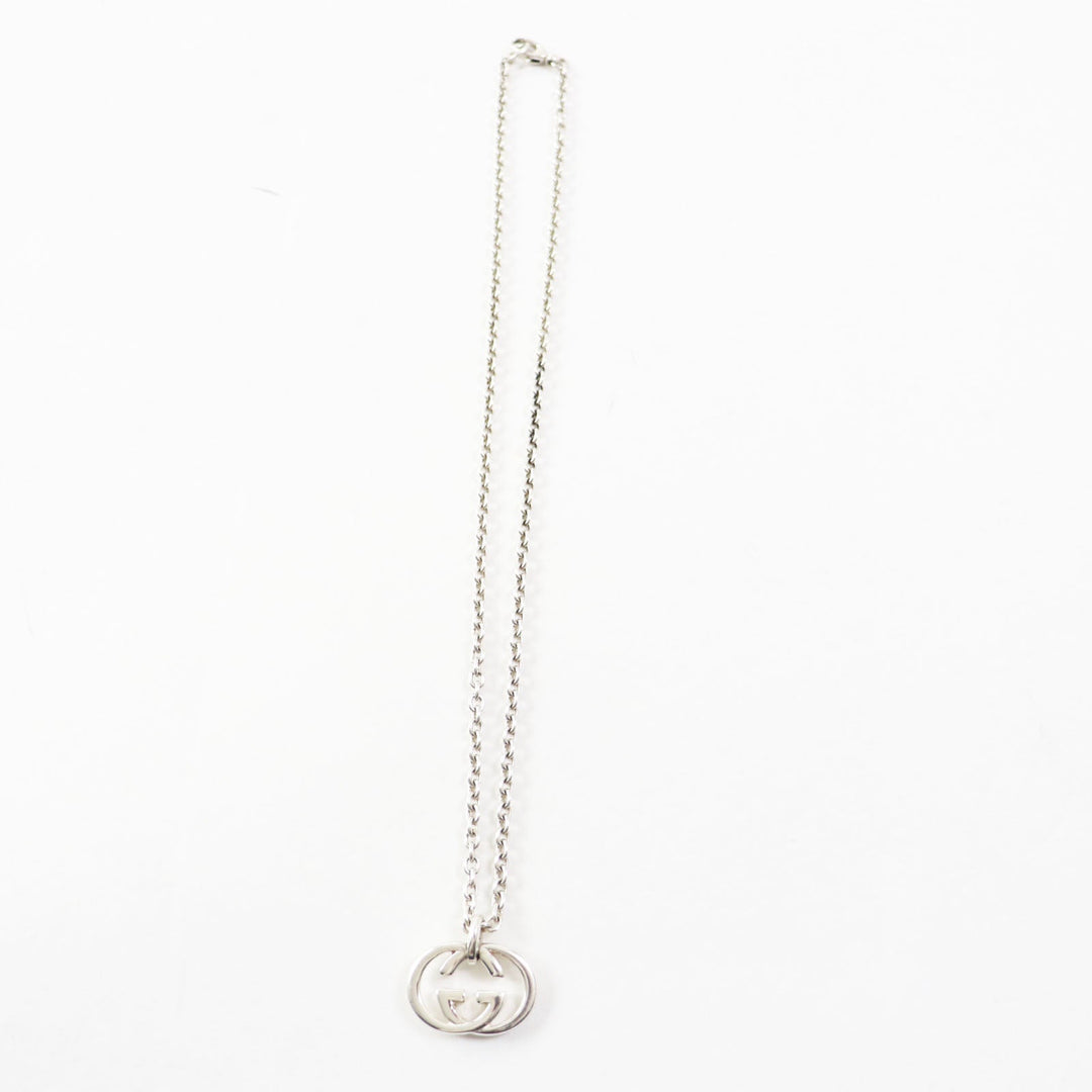 GUCCI Necklace 190484-J8400-8106 Main�FAG925 Silver Interlocking Double G mens(Unisex) Used Authentic