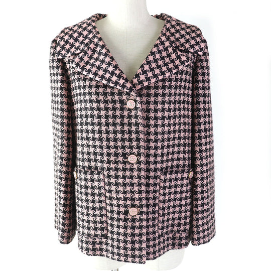 GUCCI tailored jacket 674323 Main: 90% wool, Main: 10% polyamide (nylon), Lining: 100% silk Pink black Women 40 Used Authentic