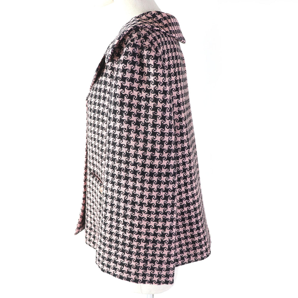 GUCCI tailored jacket 674323 Main: 90% wool, Main: 10% polyamide (nylon), Lining: 100% silk Pink black Women 40 Used Authentic