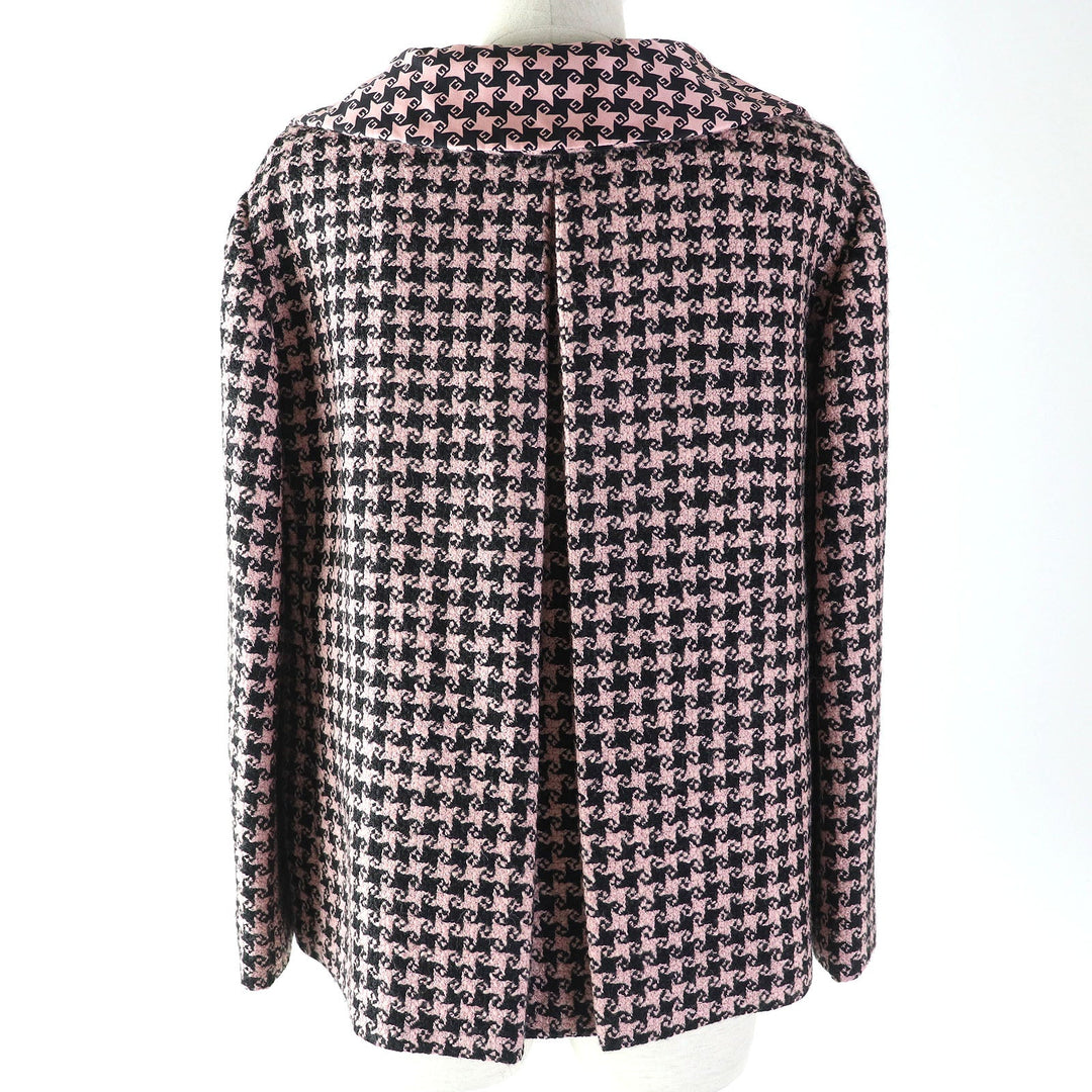 GUCCI tailored jacket 674323 Main: 90% wool, Main: 10% polyamide (nylon), Lining: 100% silk Pink black Women 40 Used Authentic