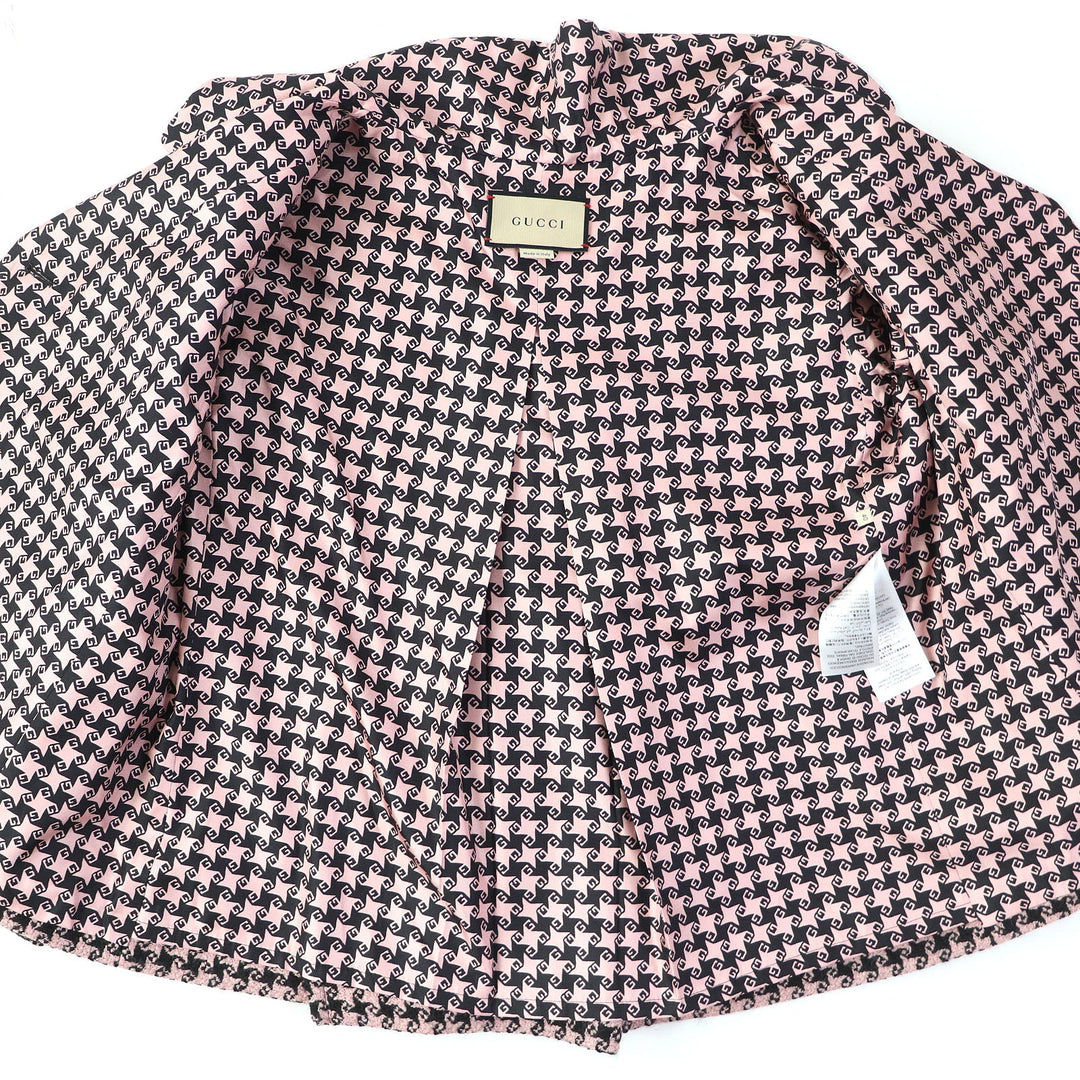 GUCCI tailored jacket 674323 Main: 90% wool, Main: 10% polyamide (nylon), Lining: 100% silk Pink black Women 40 Used Authentic