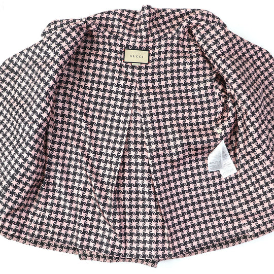 GUCCI tailored jacket 674323 Main: 90% wool, Main: 10% polyamide (nylon), Lining: 100% silk Pink black Women 40 Used Authentic