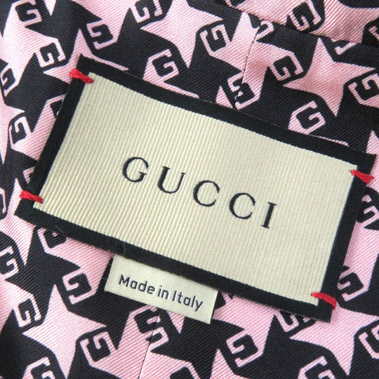 GUCCI tailored jacket 674323 Main: 90% wool, Main: 10% polyamide (nylon), Lining: 100% silk Pink black Women 40 Used Authentic