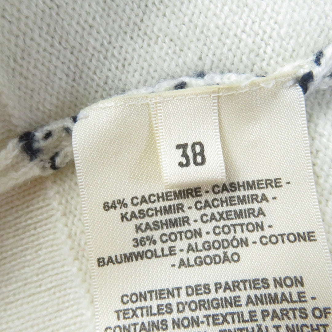 HERMES cardigan 3E2102D2 Main: 64% cashmere, Main: 36% cotton Ivory navy Women 38 Used Authentic