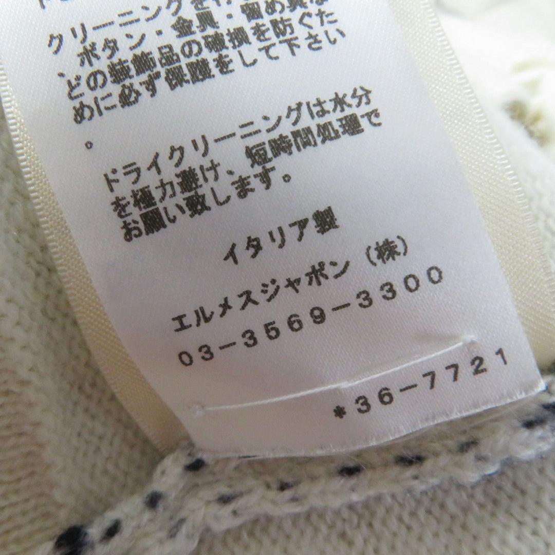 HERMES cardigan 3E2102D2 Main: 64% cashmere, Main: 36% cotton Ivory navy Women 38 Used Authentic