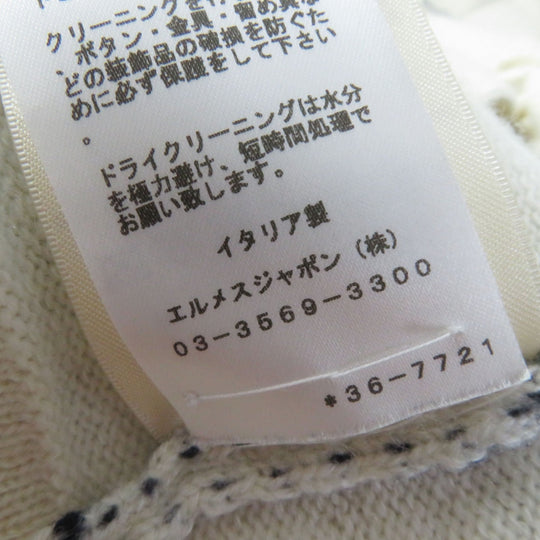 HERMES cardigan 3E2102D2 Main: 64% cashmere, Main: 36% cotton Ivory navy Women 38 Used Authentic