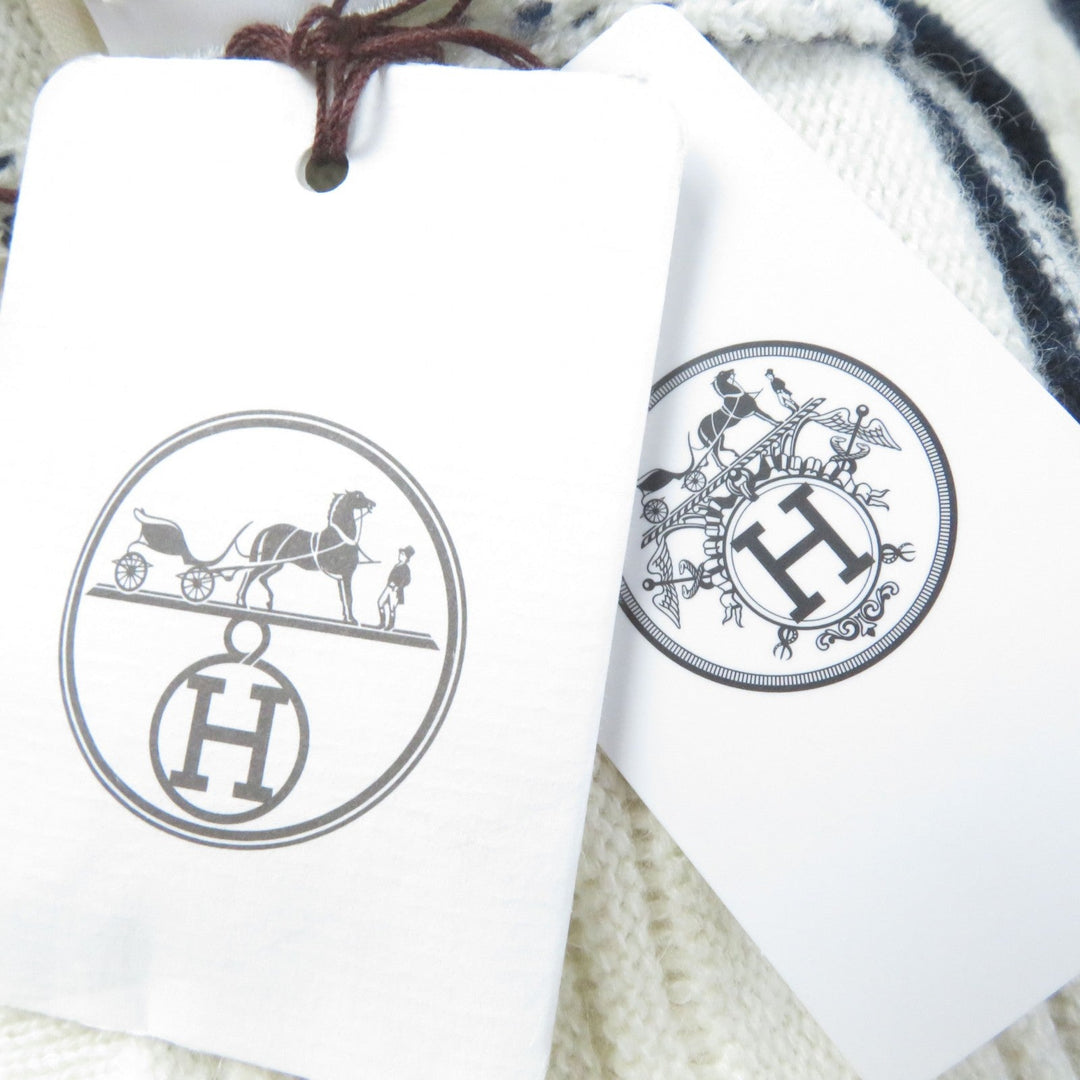 HERMES cardigan 3E2102D2 Main: 64% cashmere, Main: 36% cotton Ivory navy Women 38 Used Authentic