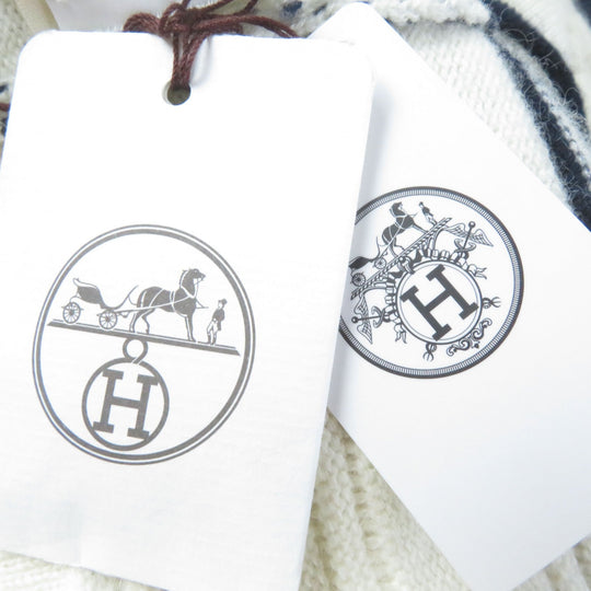 HERMES cardigan 3E2102D2 Main: 64% cashmere, Main: 36% cotton Ivory navy Women 38 Used Authentic