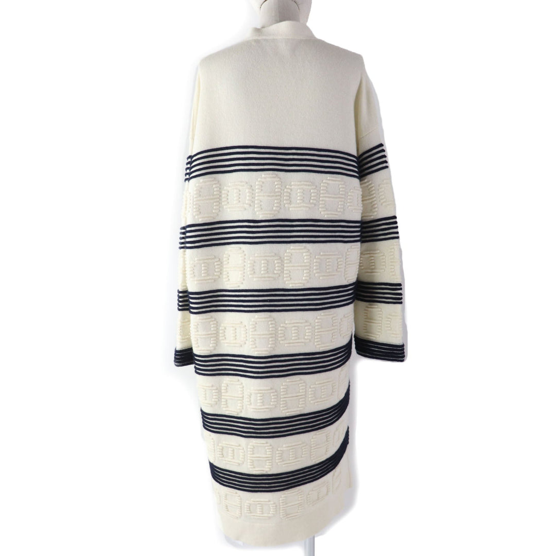 HERMES cardigan 3E2102D2 Main: 64% cashmere, Main: 36% cotton Ivory navy Women 38 Used Authentic