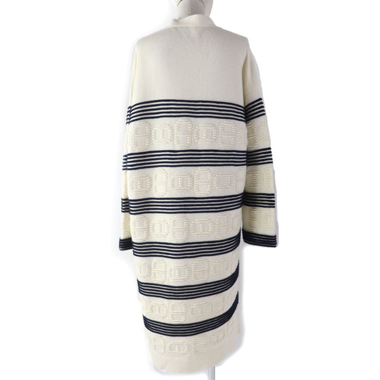 HERMES cardigan 3E2102D2 Main: 64% cashmere, Main: 36% cotton Ivory navy Women 38 Used Authentic
