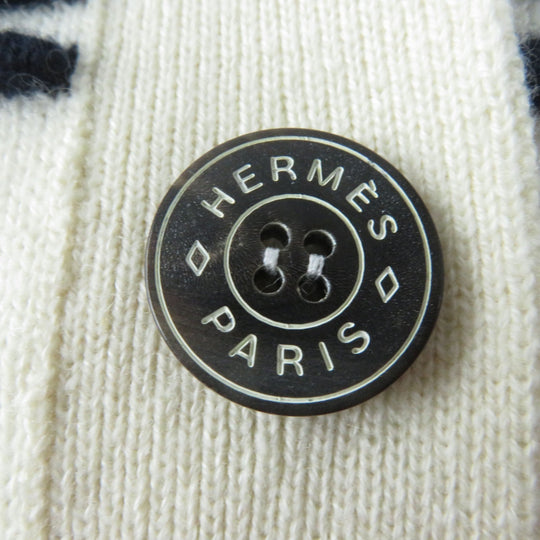 HERMES cardigan 3E2102D2 Main: 64% cashmere, Main: 36% cotton Ivory navy Women 38 Used Authentic