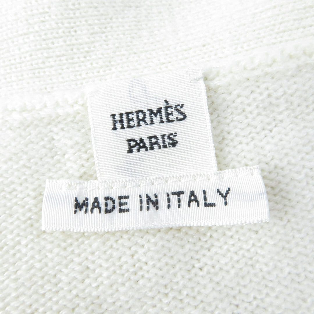HERMES cardigan 3E2102D2 Main: 64% cashmere, Main: 36% cotton Ivory navy Women 38 Used Authentic