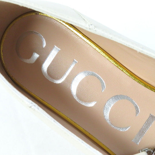 GUCCI pumps 621161 Main: Leather Ivory Women 35 1/2 Used Authentic