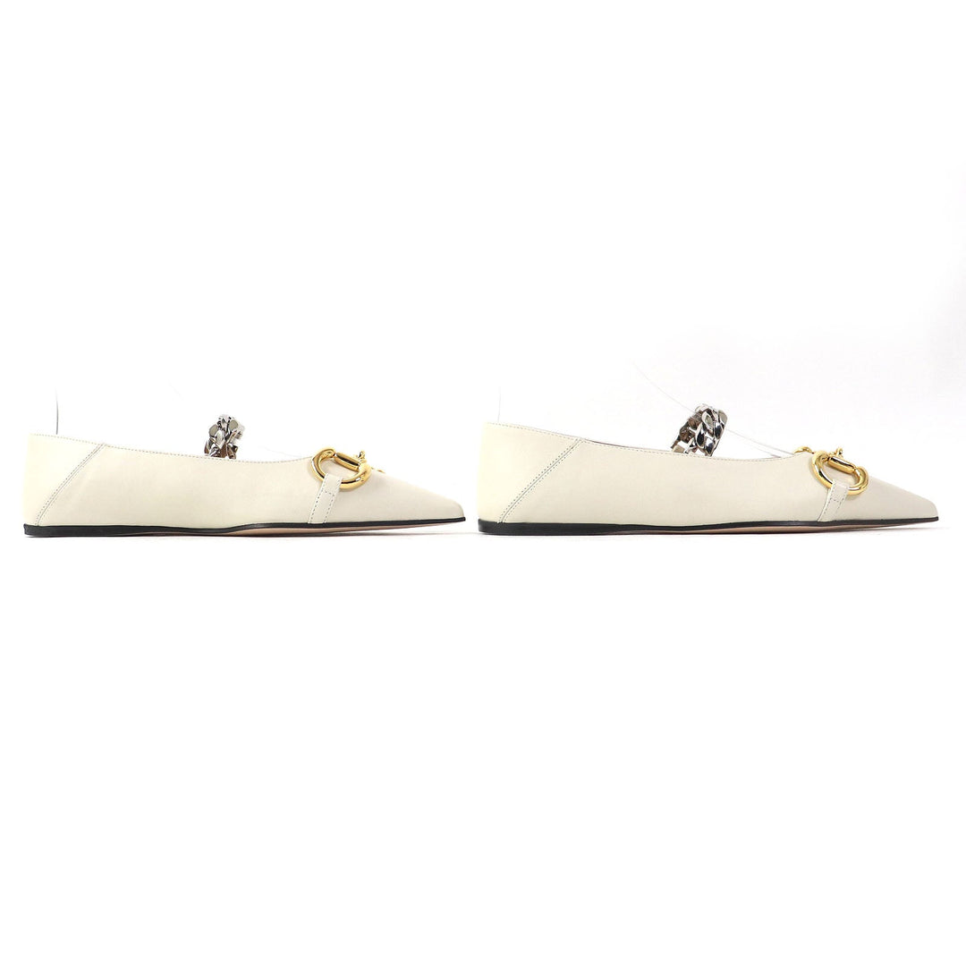 GUCCI pumps 621161 Main: Leather Ivory Women 35 1/2 Used Authentic