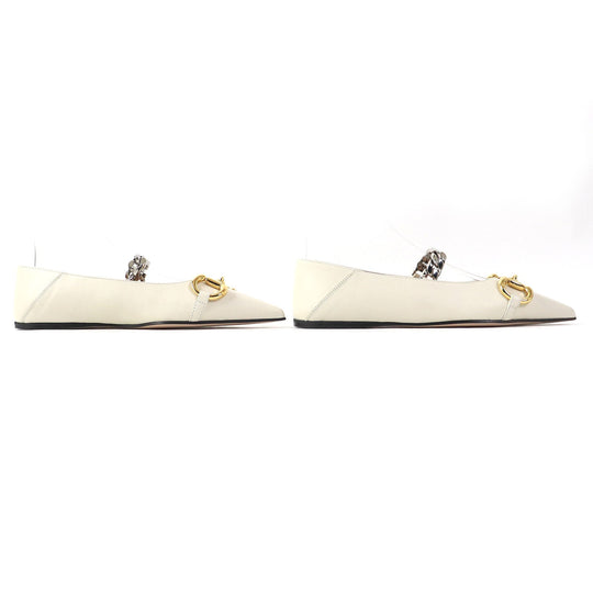 GUCCI pumps 621161 Main: Leather Ivory Women 35 1/2 Used Authentic