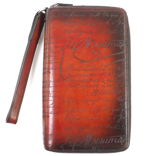 Berluti Long Wallet Purse Main: Leather Brown mens Used Authentic