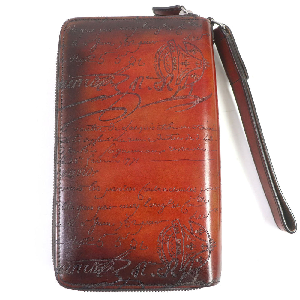 Berluti Long Wallet Purse Main: Leather Brown mens Used Authentic
