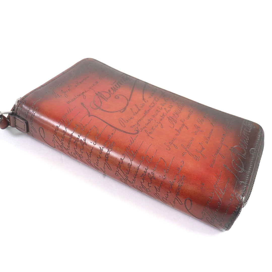 Berluti Long Wallet Purse Main: Leather Brown mens Used Authentic