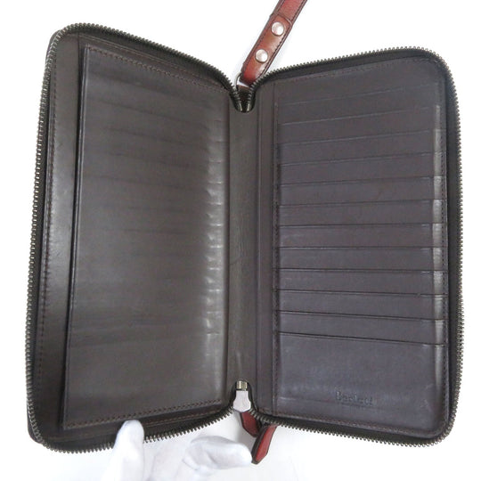 Berluti Long Wallet Purse Main: Leather Brown mens Used Authentic