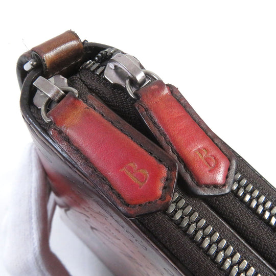 Berluti Long Wallet Purse Main: Leather Brown mens Used Authentic